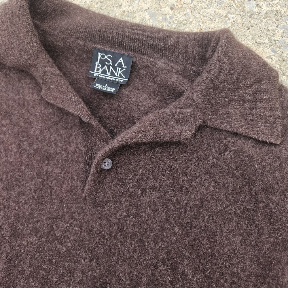 Jos. A. Bank L Long Sleeve Collared Neck Pullover Cashmere Sweater 1/4 Button - Picture 3 of 7